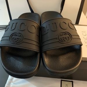Black Gucci Slides Sandals
